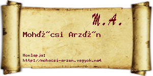 Mohácsi Arzén névjegykártya